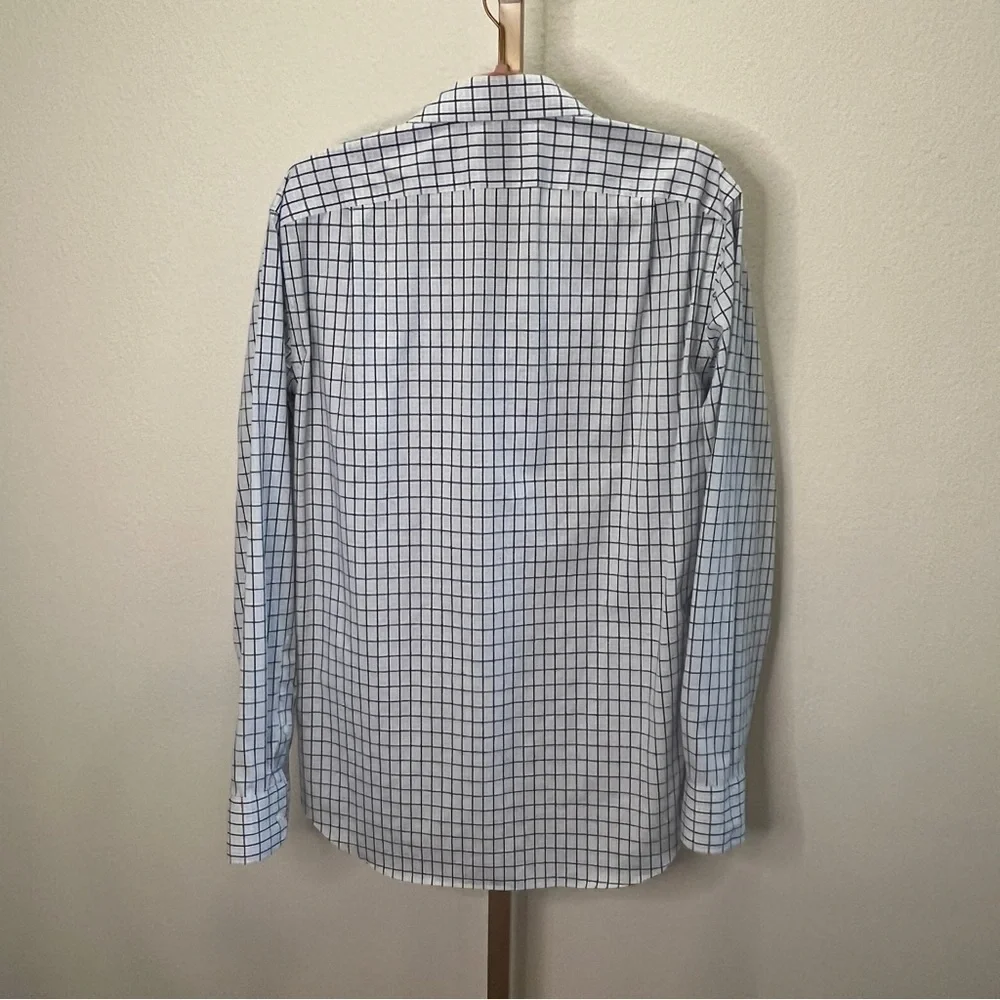 J. Crew Flex Wrinkle Free Slim Button Down Blue Pink White Plaid Large